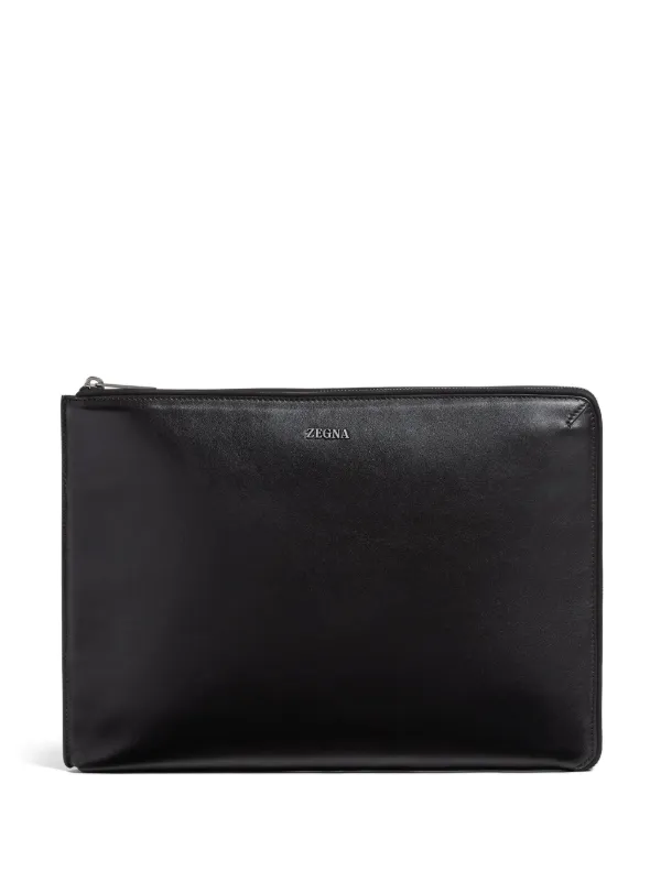 Zegna レザー クラッチバッグ | ブラック | FARFETCH JP
