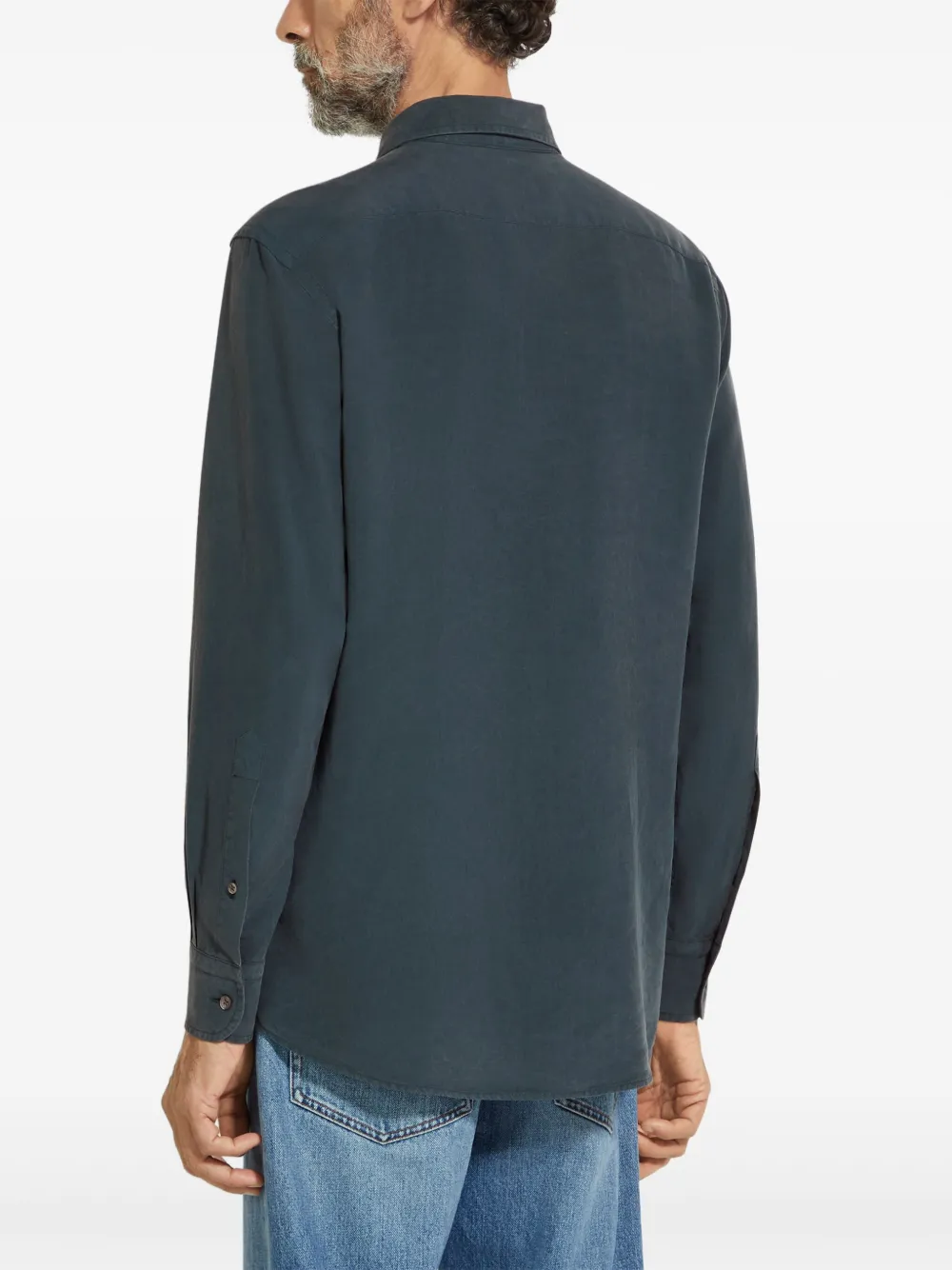 Zegna Zijden overhemd Blauw