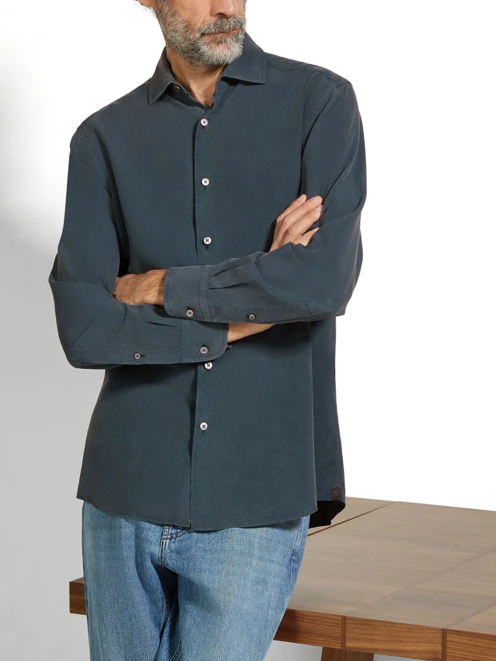 Zegna Zijden overhemd Blauw