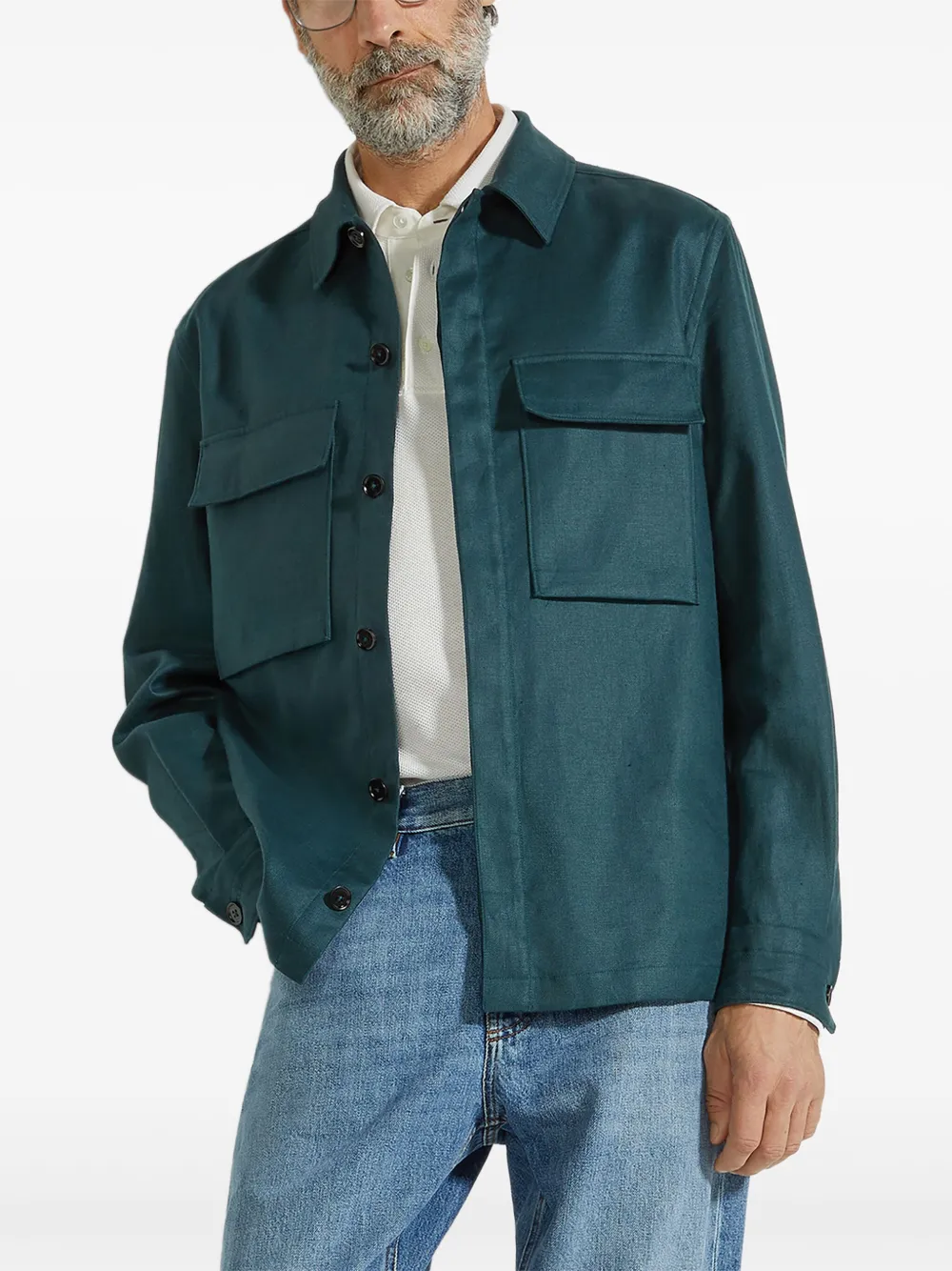 Zegna Oasi Lino overhemd Blauw