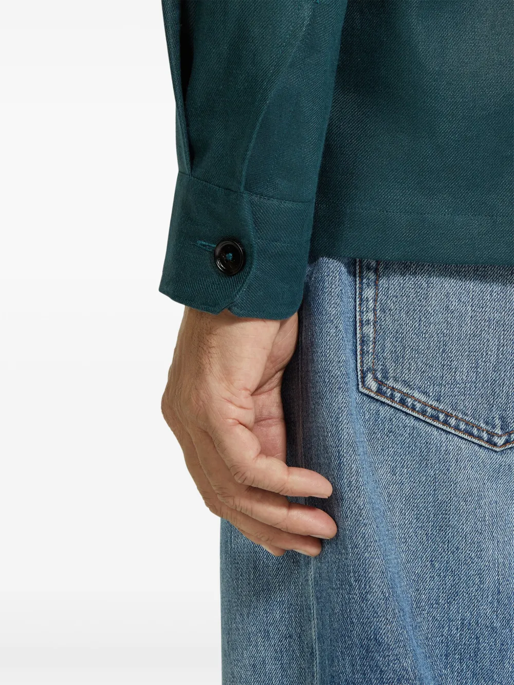Zegna Oasi Lino overhemd Blauw