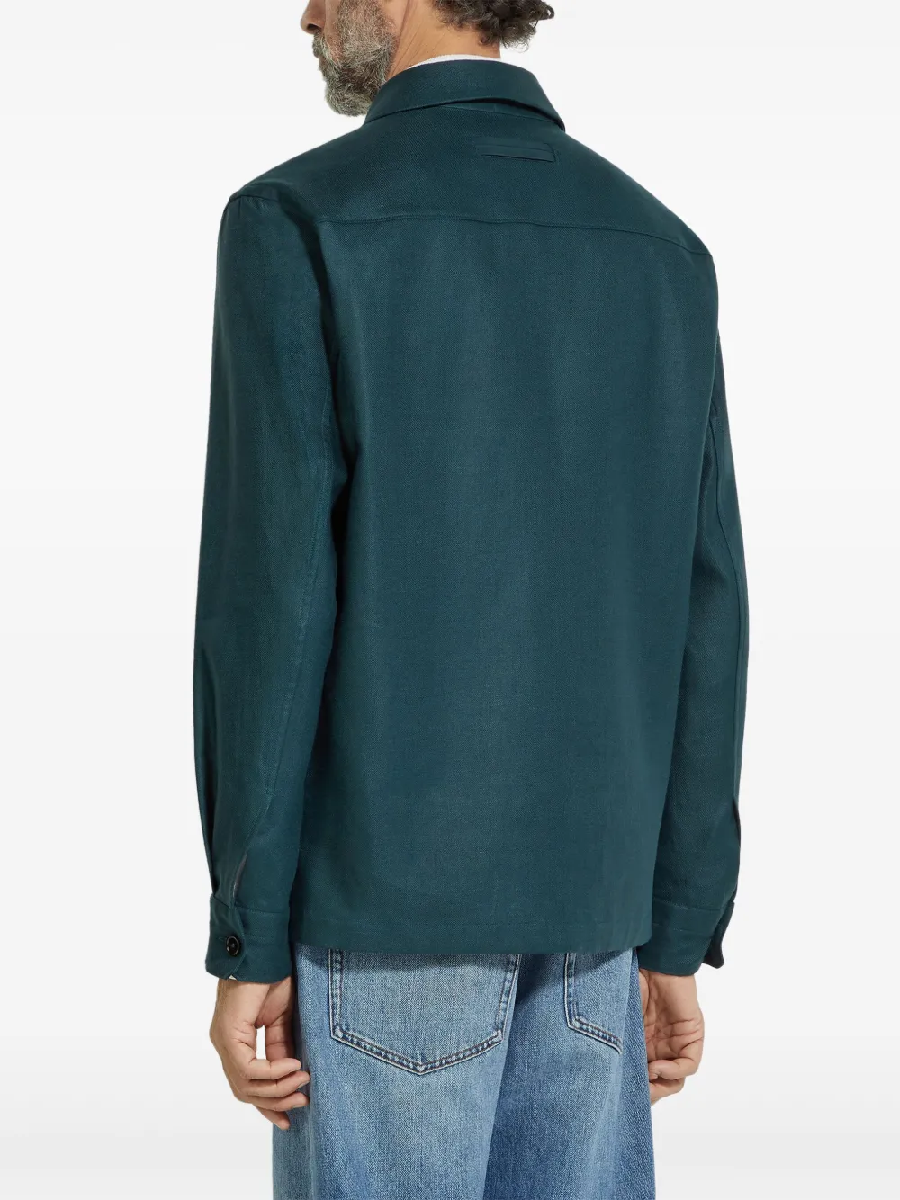 Zegna Oasi Lino overhemd Blauw