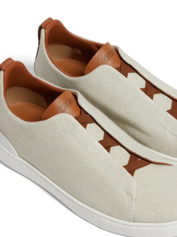 【Zegna】 Triple Stitchレザースニーカー ERMENEGILDO ZEGNA | Triple Stitch Low Top Leather Sneakers