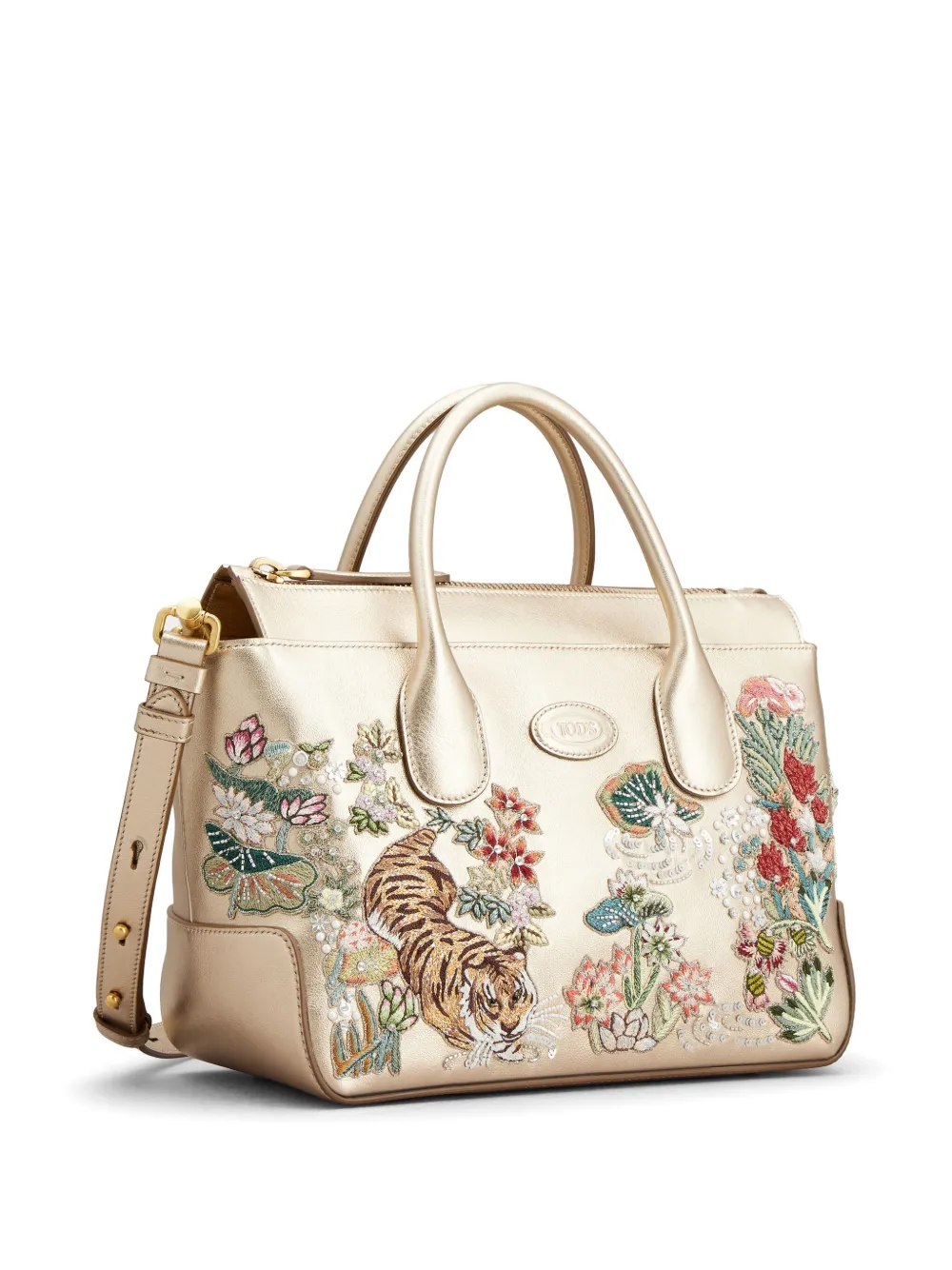 Tod's X Rahul Mishra Di Tote Bag In Gold
