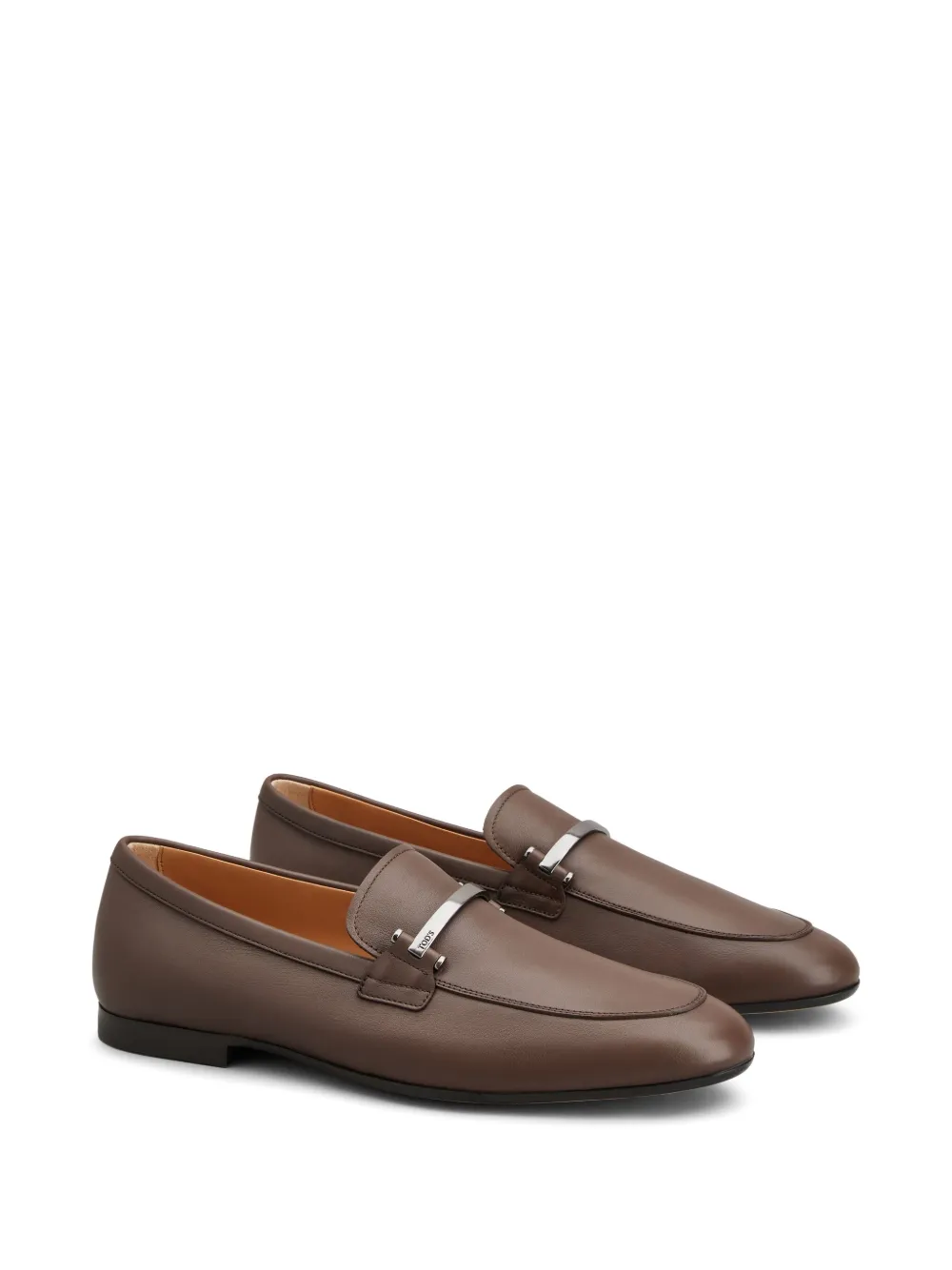 Tod's almond-toe leather loafers Brown