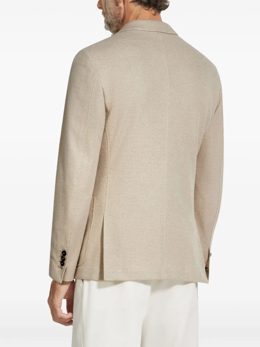 Zegna Notch-lapel Cotton Blazer In Neutrals