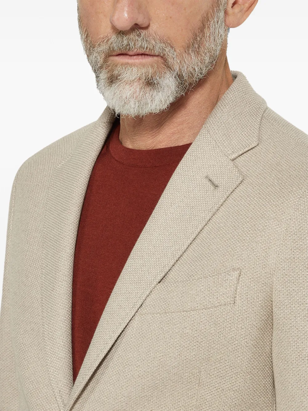 Zegna Notch-lapel Cotton Blazer In Neutrals