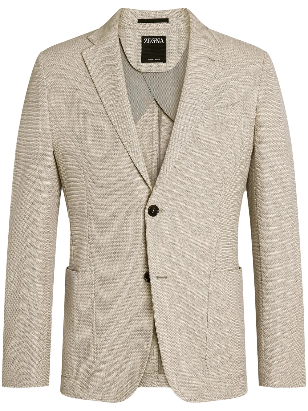 Zegna blazer en coton à revers crantés | tons neutres | Image 1