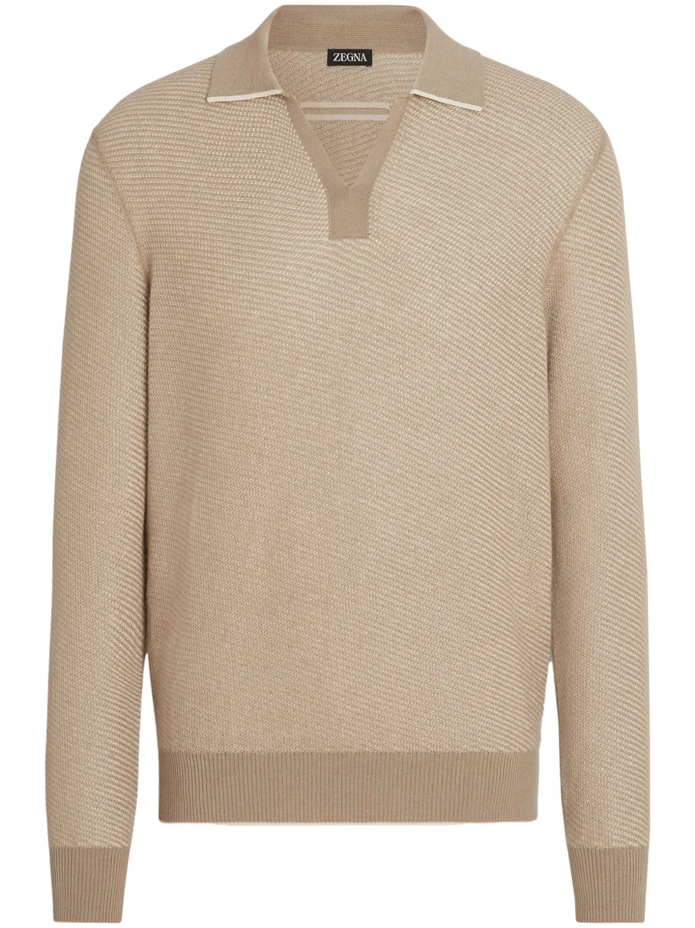 Zegna silk-cashmere polo shirt | Neutrals | Image 1