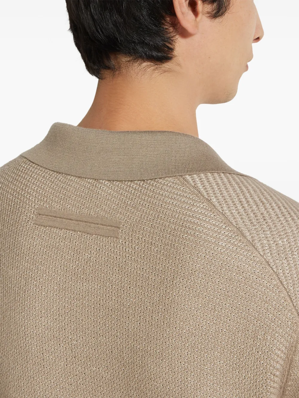 Shop Zegna Silk-cashmere Polo Shirt In 中性色