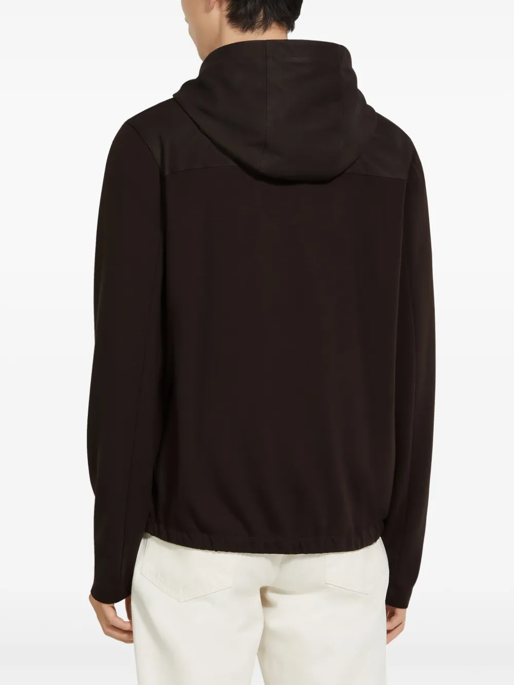 Shop Zegna Secondskin Wool Hoodie In Brown
