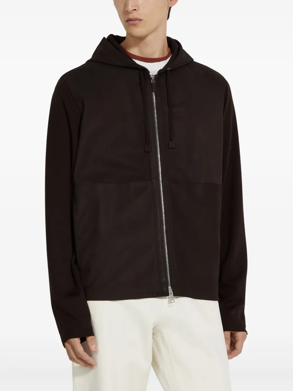 Shop Zegna Secondskin Wool Hoodie In Brown