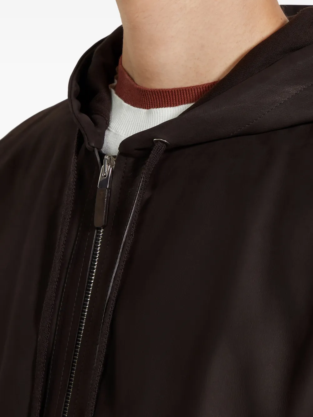 Shop Zegna Secondskin Wool Hoodie In Brown