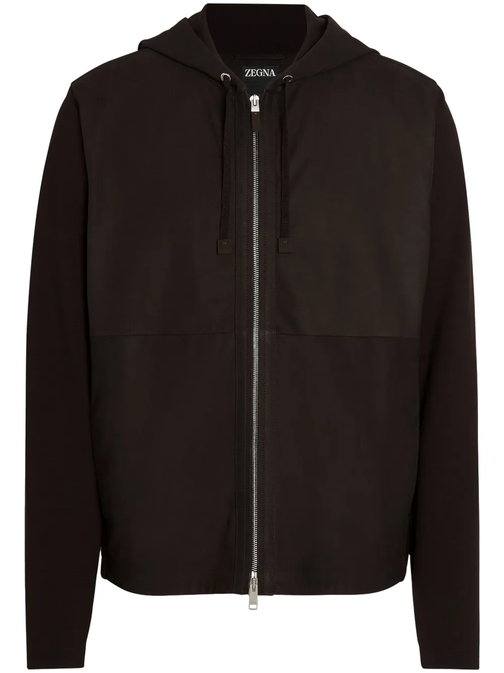 Shop Zegna Secondskin Wool Hoodie In Brown