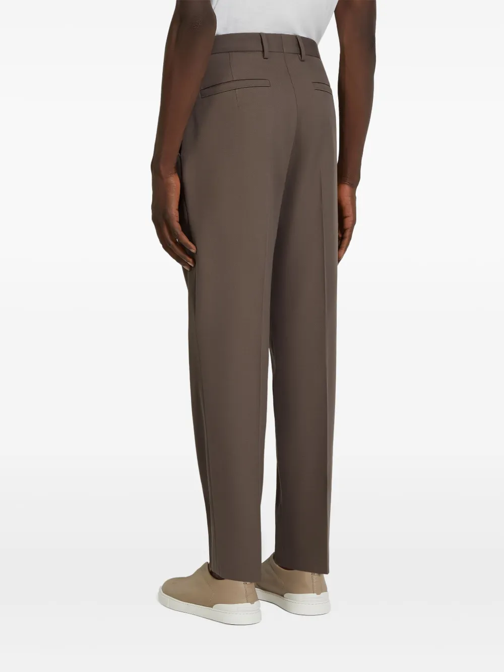 Shop Zegna Cotton-wool Trousers In 褐色
