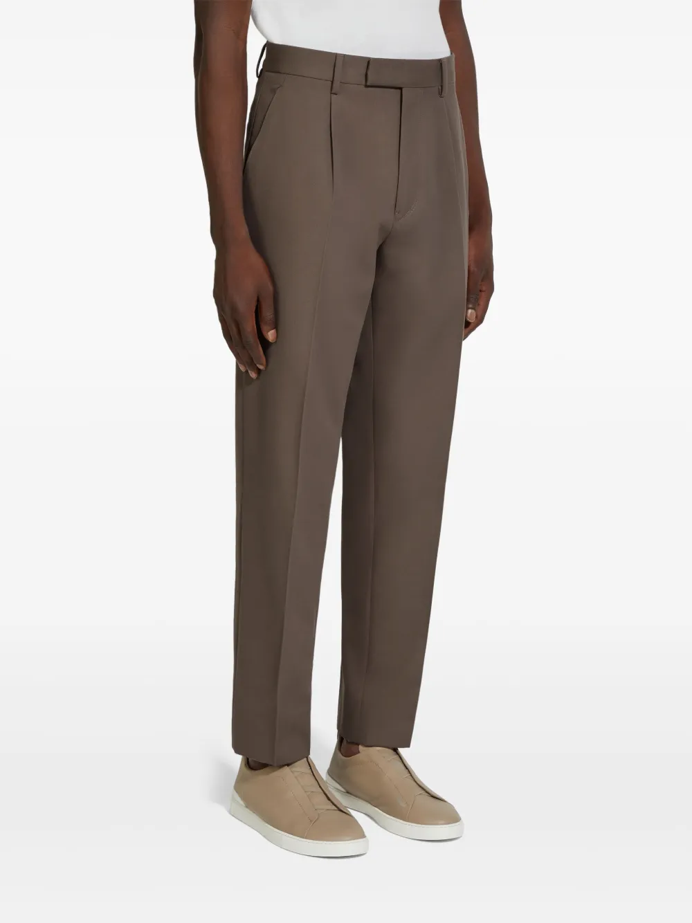 Shop Zegna Cotton-wool Trousers In 褐色