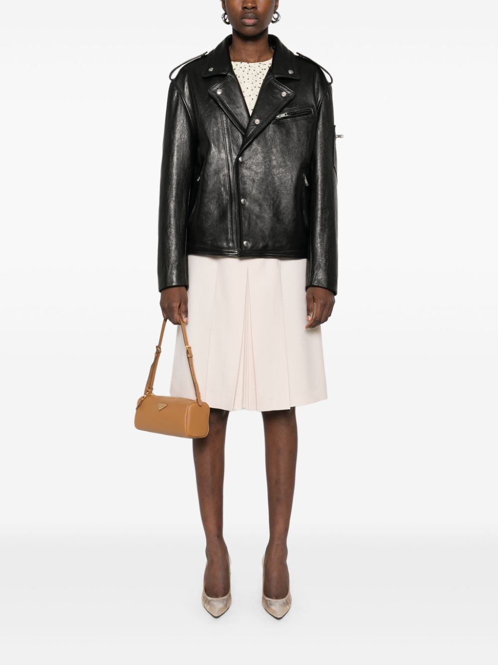 Prada leather biker jacket - Zwart