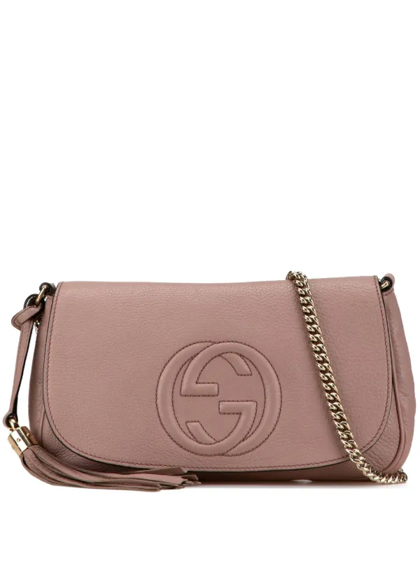 Gucci Pre Owned 2000 2015 Medium Leather Soho Chain Flap Crossbody Bag Pink FARFETCH CA