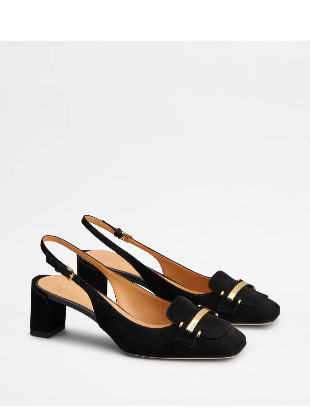 Tod's 50mm suede slingback pumps - Zwart