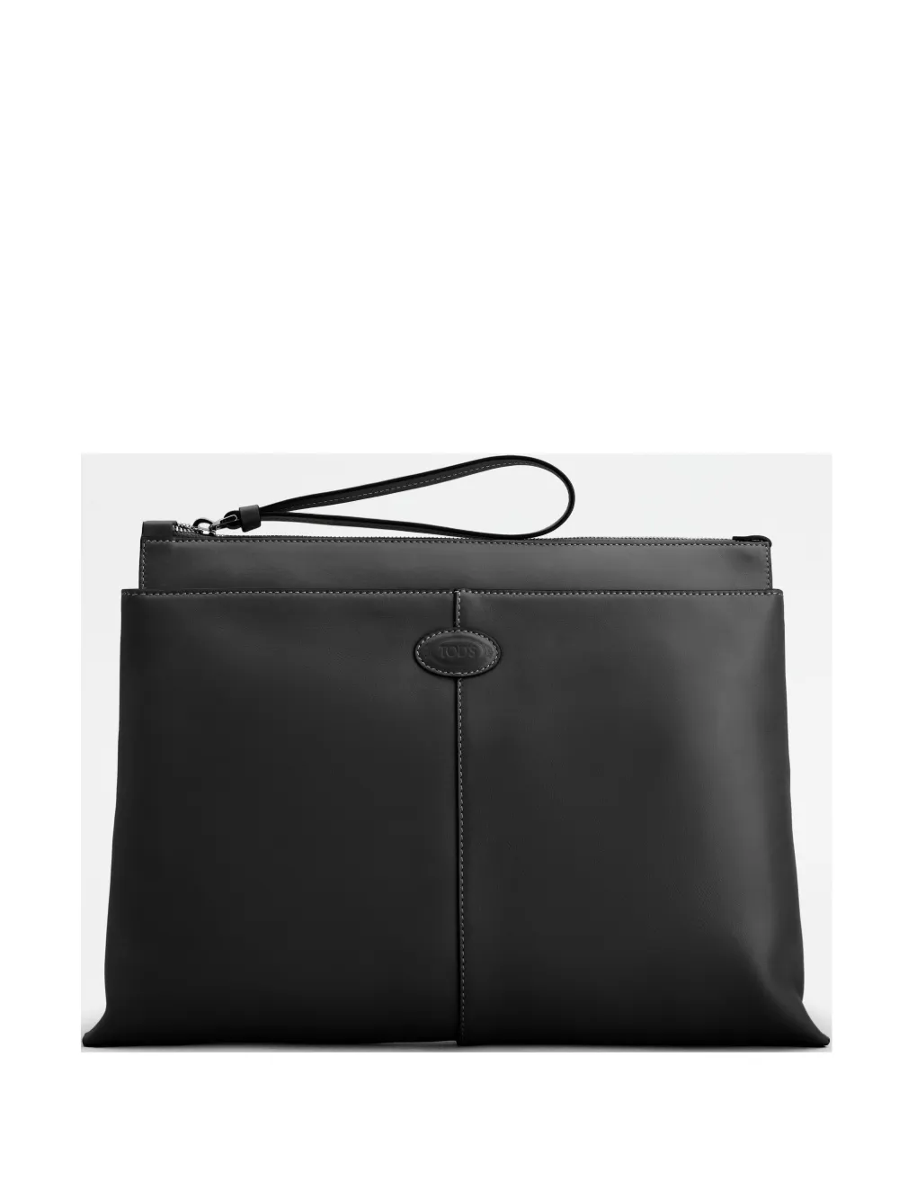 Tod's Medium Leather Clutch Bag In Black