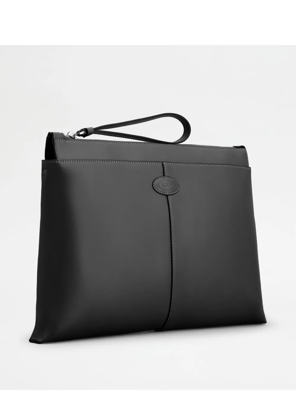 Tod's Medium Leather Clutch Bag In Black