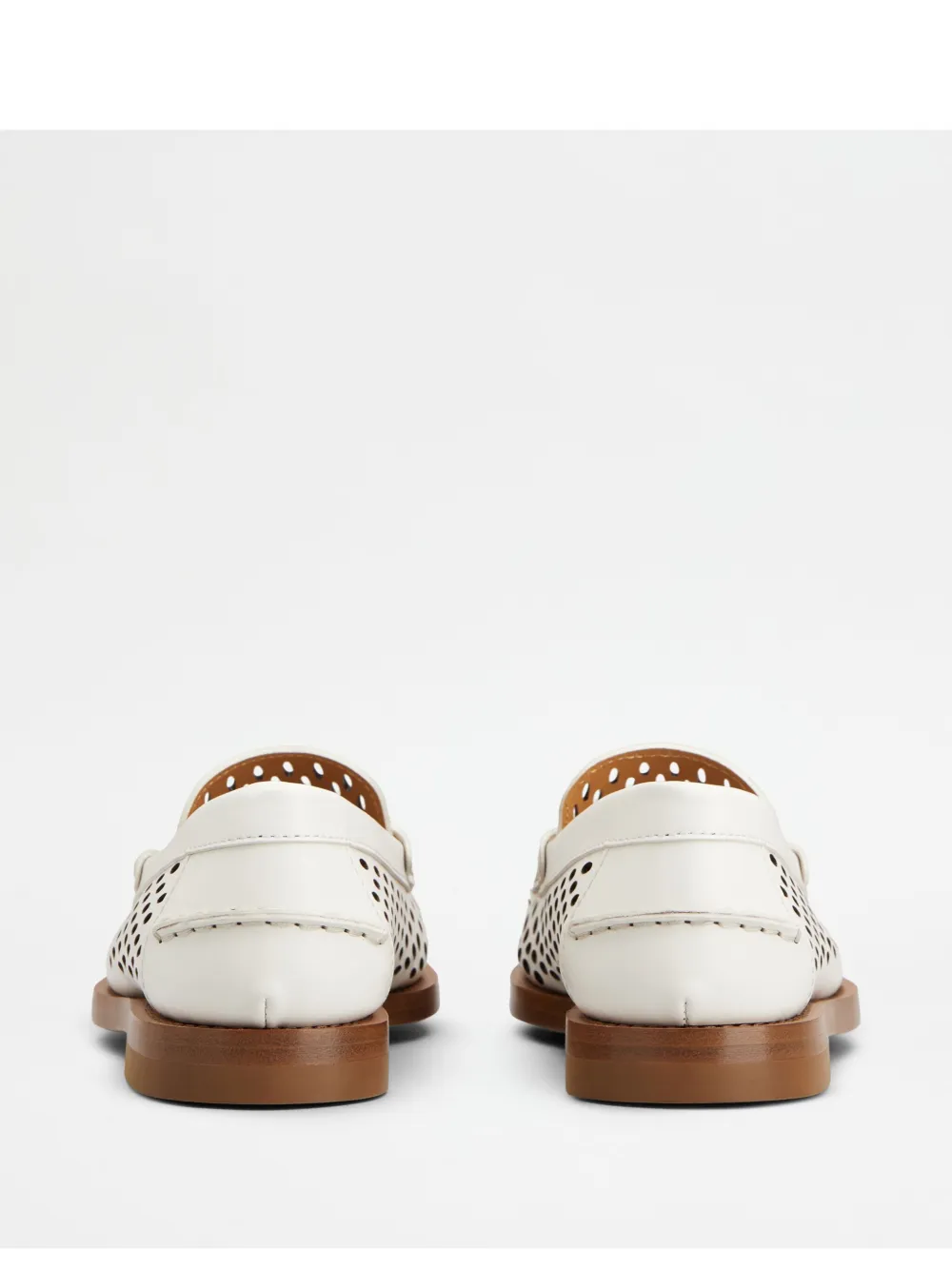 Tod's Perforated Leather Driver Penny Loafers In White