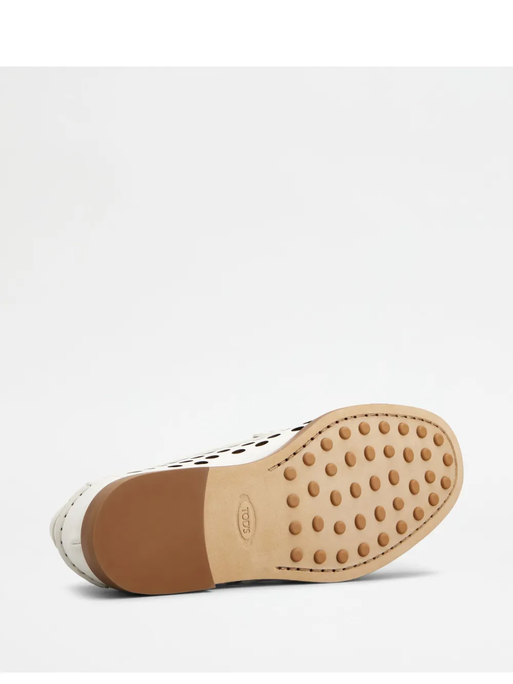 Tod's Perforated Leather Driver Penny Loafers In White