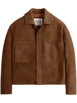 TOD'S トッズ　ブラウン スエード レザー ダウンジャケット L Tod's Leather Jackets for Men - Shop Now on FARFETCH