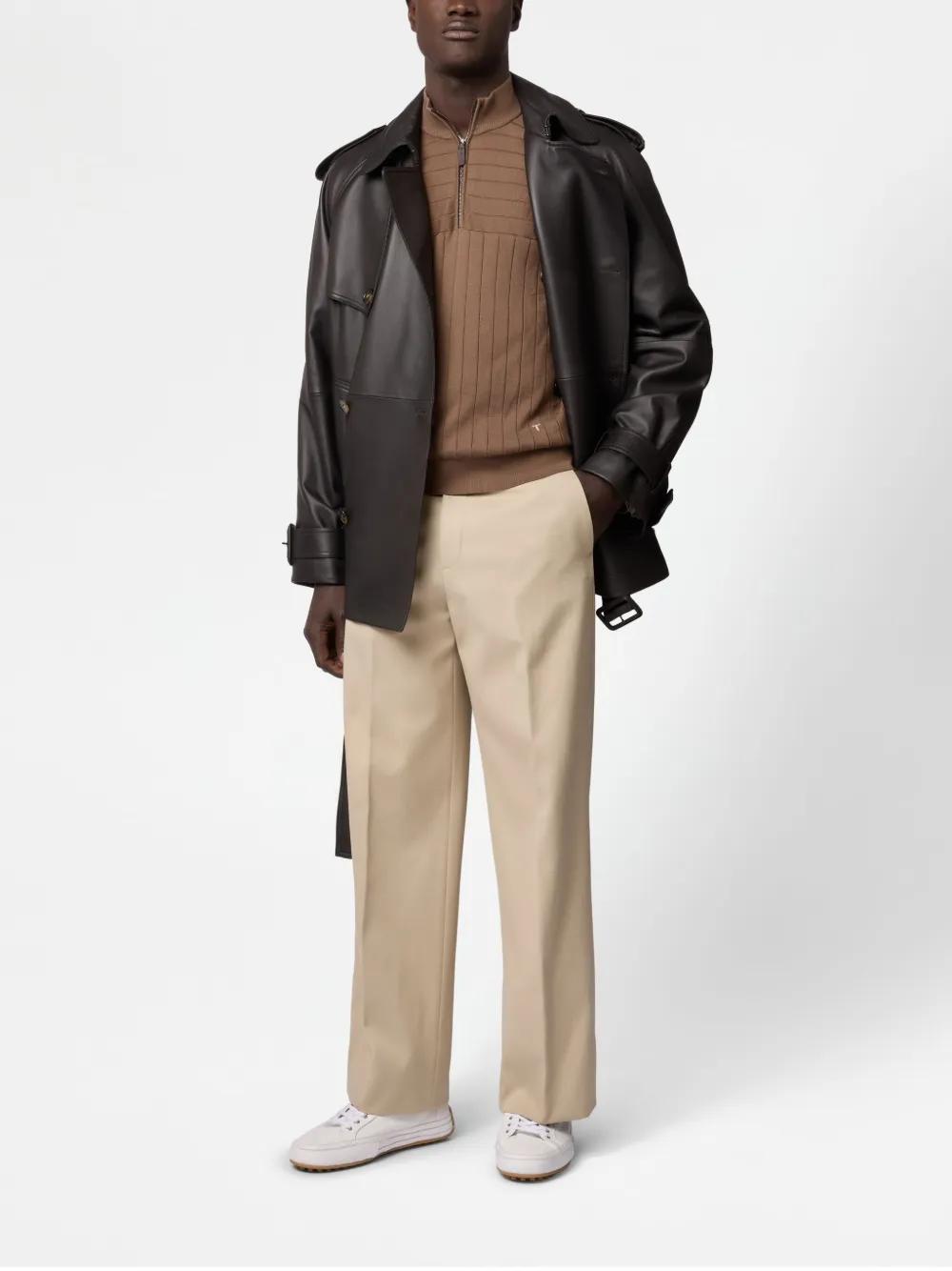 Tod's Wide-leg Cotton Trousers In Neutrals