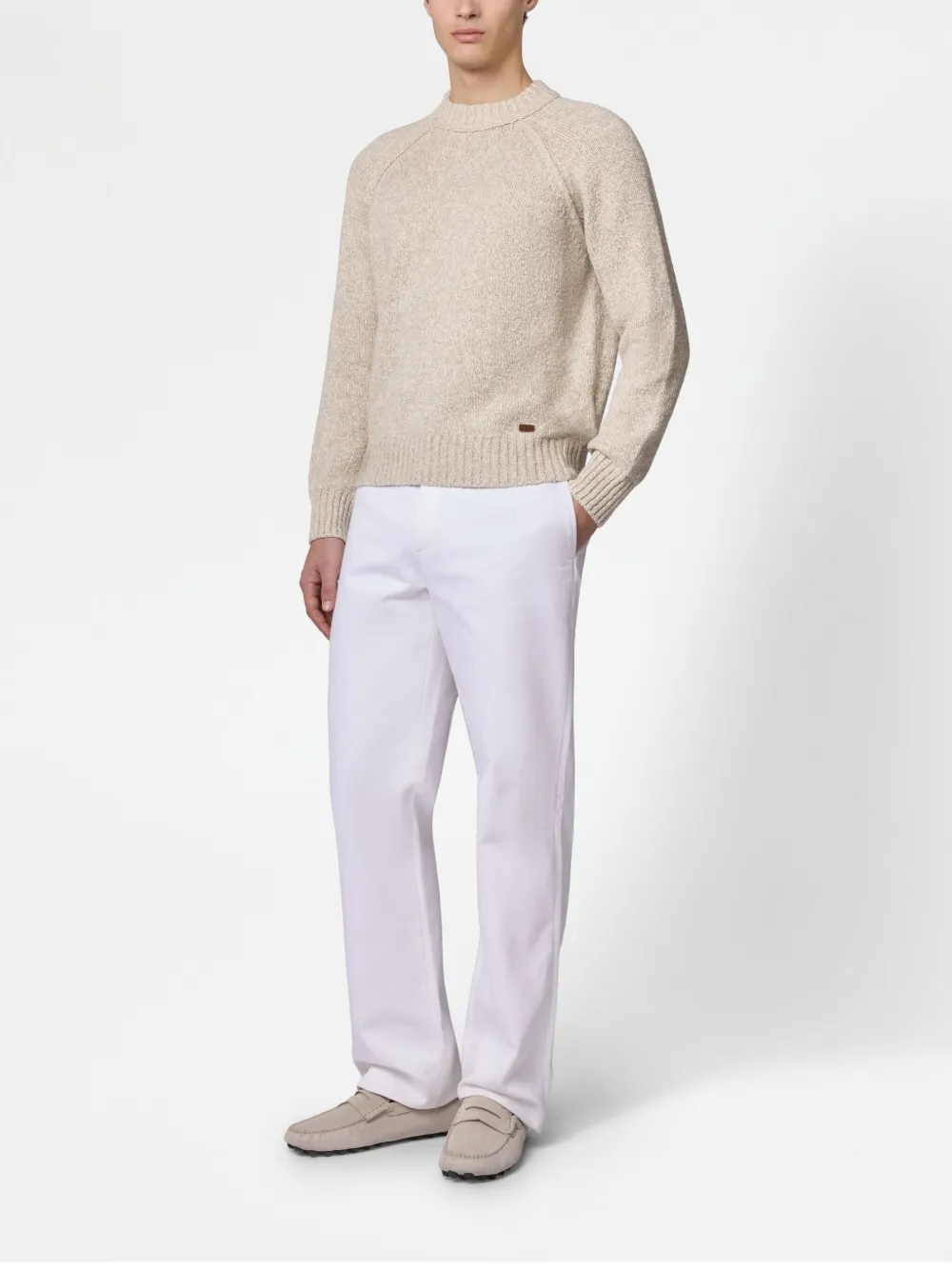 Tod's Cotton Sweater In Neutrals