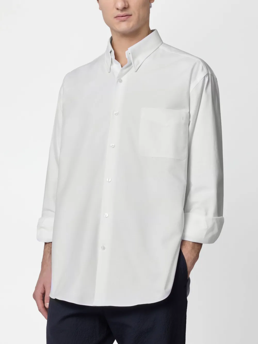 Tod's Curved-hem Button-up Shirt In White