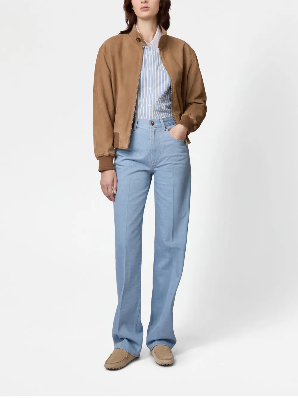 Tod's Pashmy Bomber Jacket In Suede In Neutrals