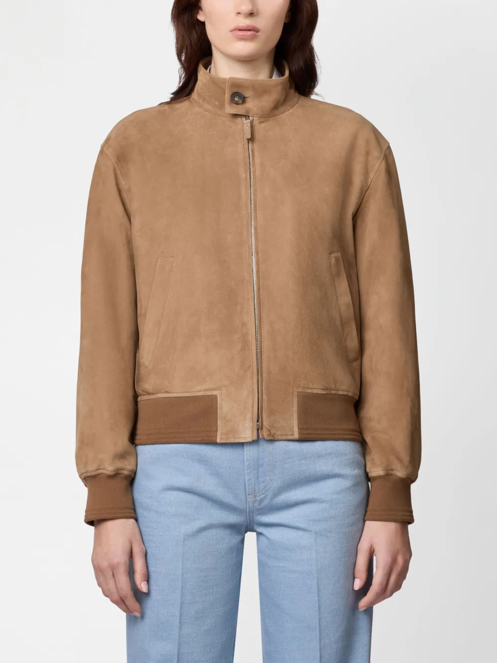 Tod's Pashmy Bomber Jacket In Suede In Neutrals