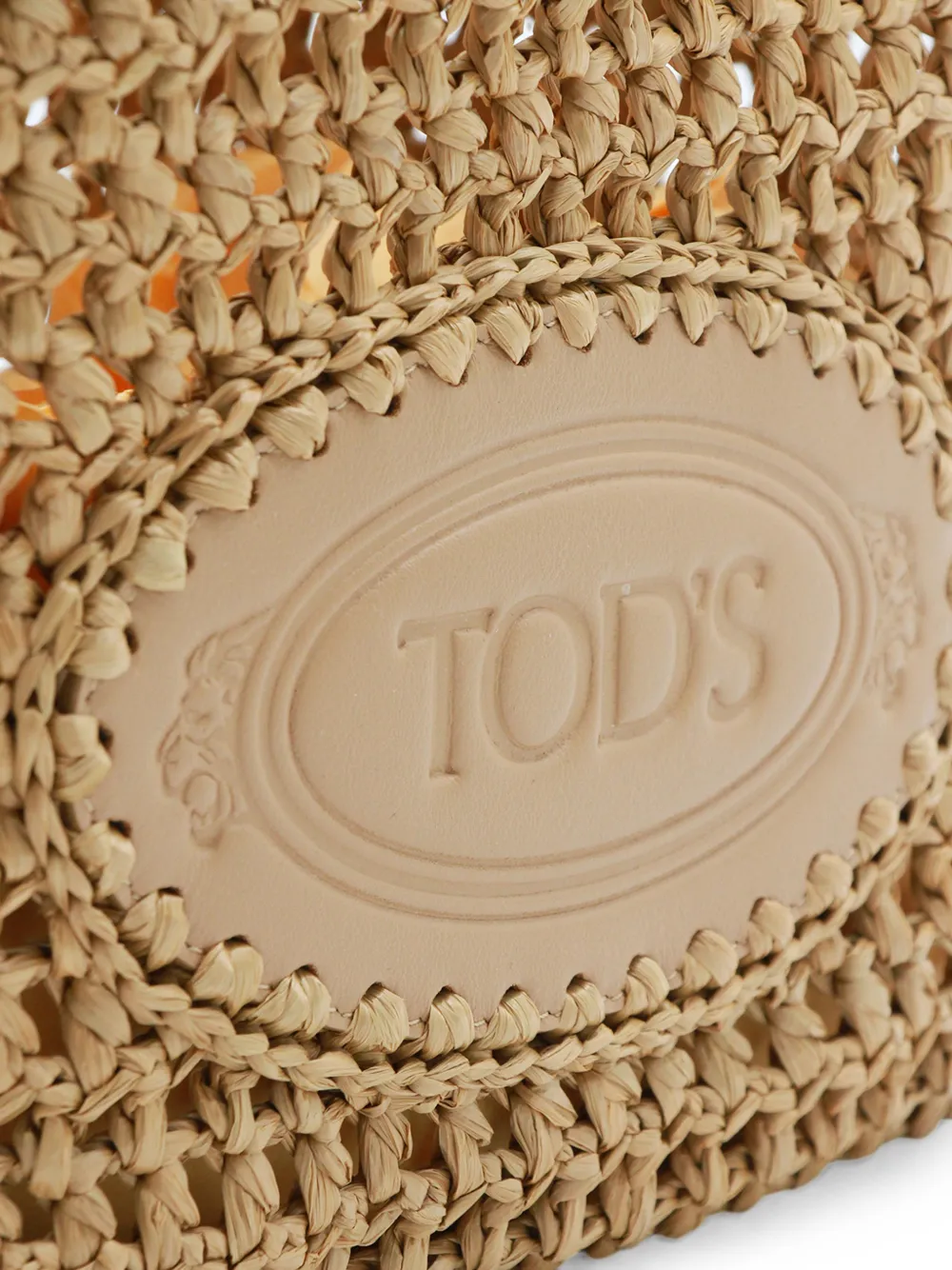 Tod's Shopping Bag in Raffia and Leather Mini in Brown, view 4