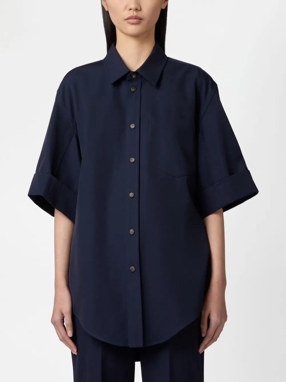 Tod's Shirt In Wool And Cotton In Blue