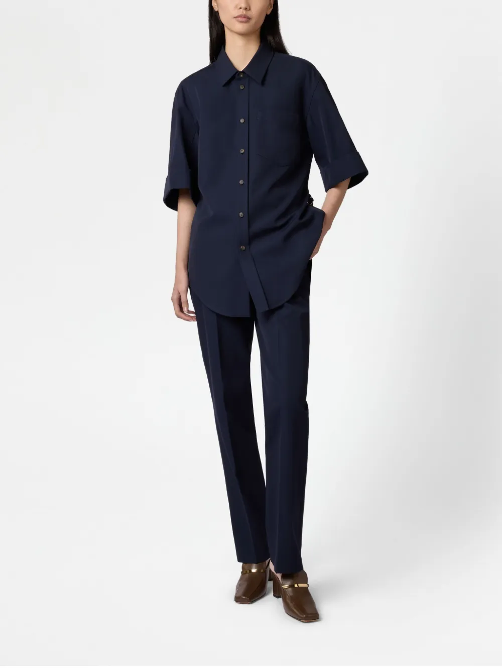 Tod's Shirt In Wool And Cotton In Blue