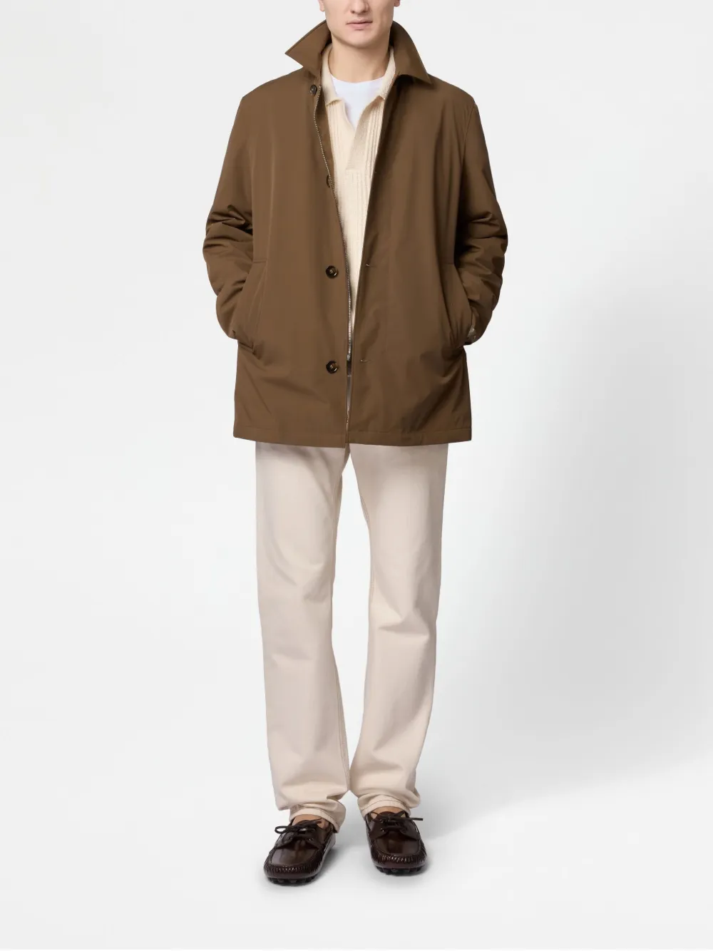 Tod's Short Single-breasted Coat In Brown