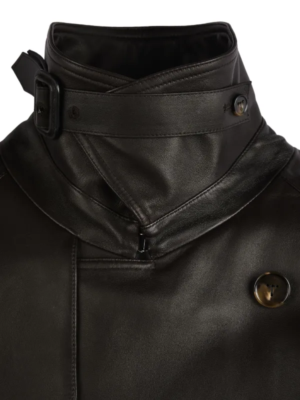 Tod's Short Leather Trench Coat | Brown | FARFETCH