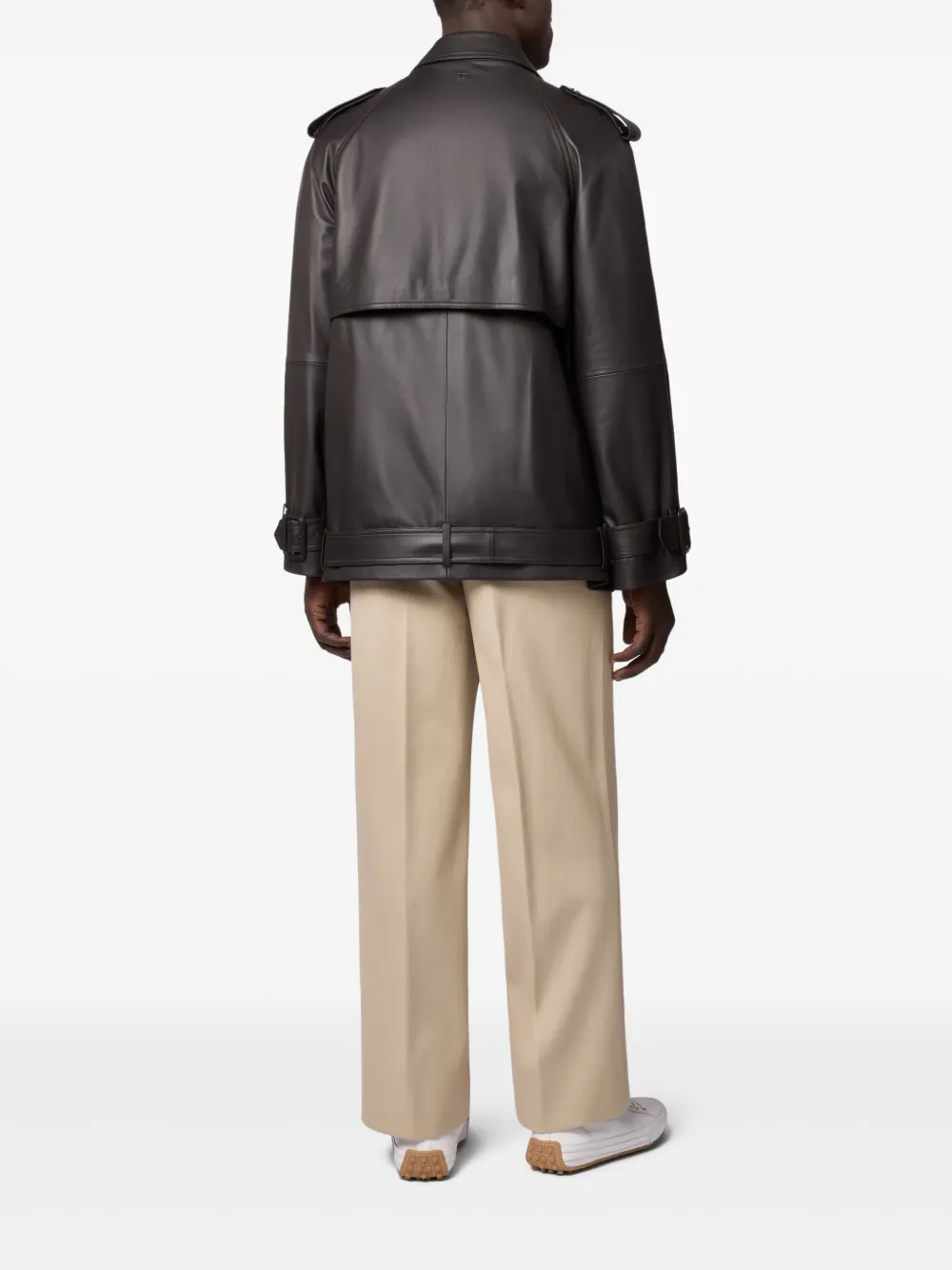 Tod's Korte leren trenchcoat Bruin