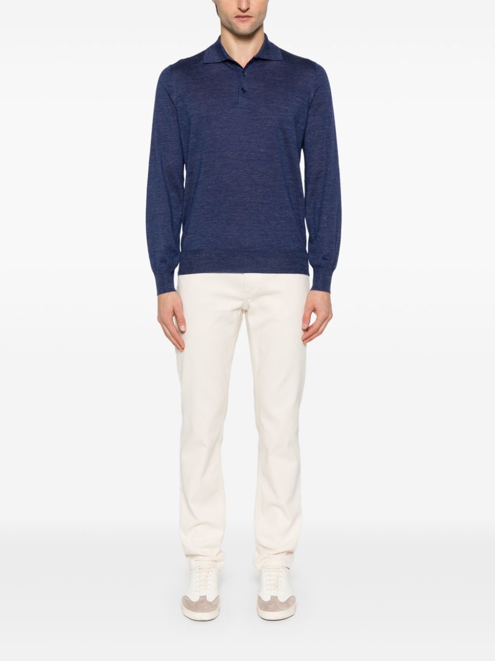 Brunello Cucinelli fine-knit polo shirt - Blue