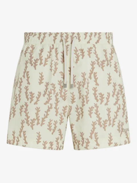 Zegna shorts de playa con hojas estampadas