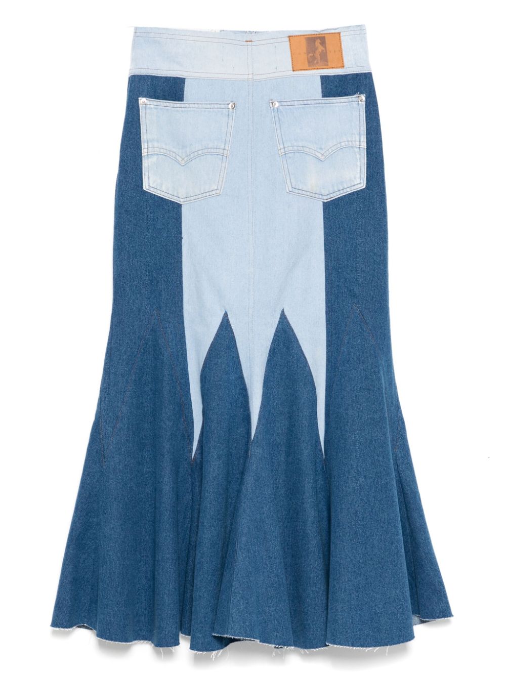 Conner Ives The Reconstituted Denim Godet maxi-rok - Blauw