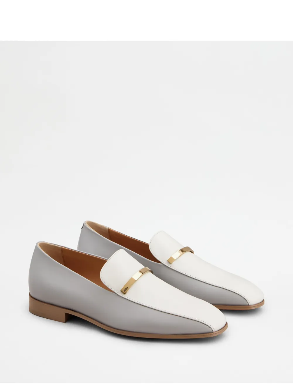 Tod's Two-tone Leather Loafers In Grey