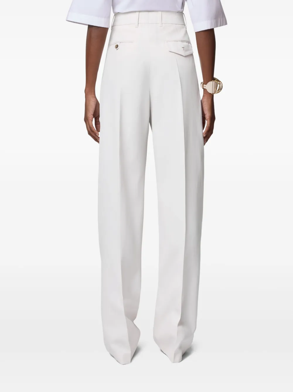 Tod's Pants In Wool Blend Gabardine In White