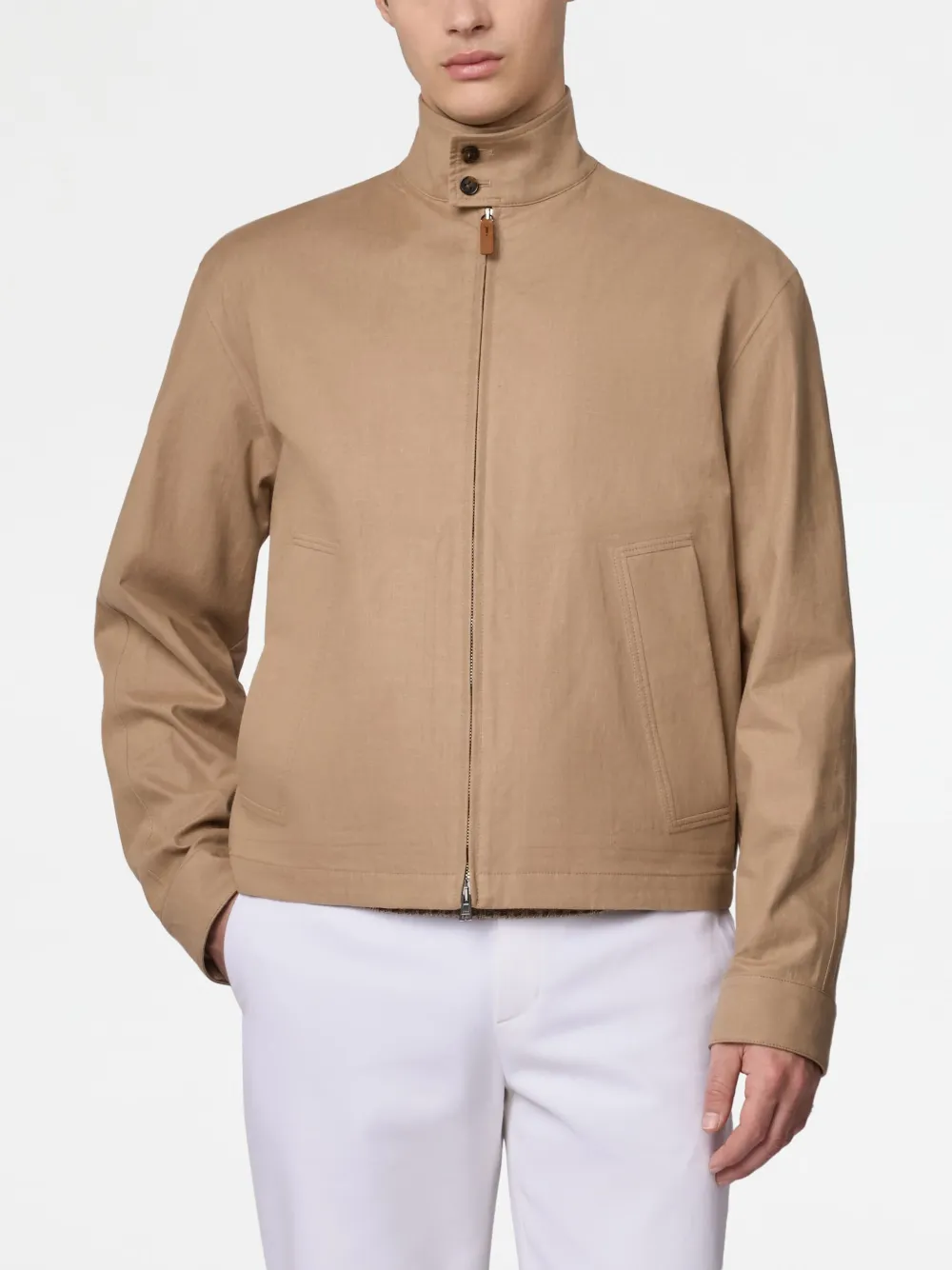 Tod's Jacket In Linen In Neutrals