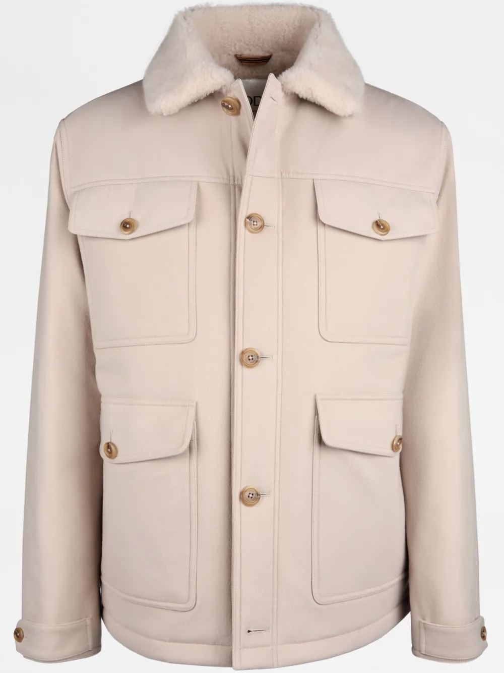 Tod's Caban In T15 Wool Drap In Neutrals