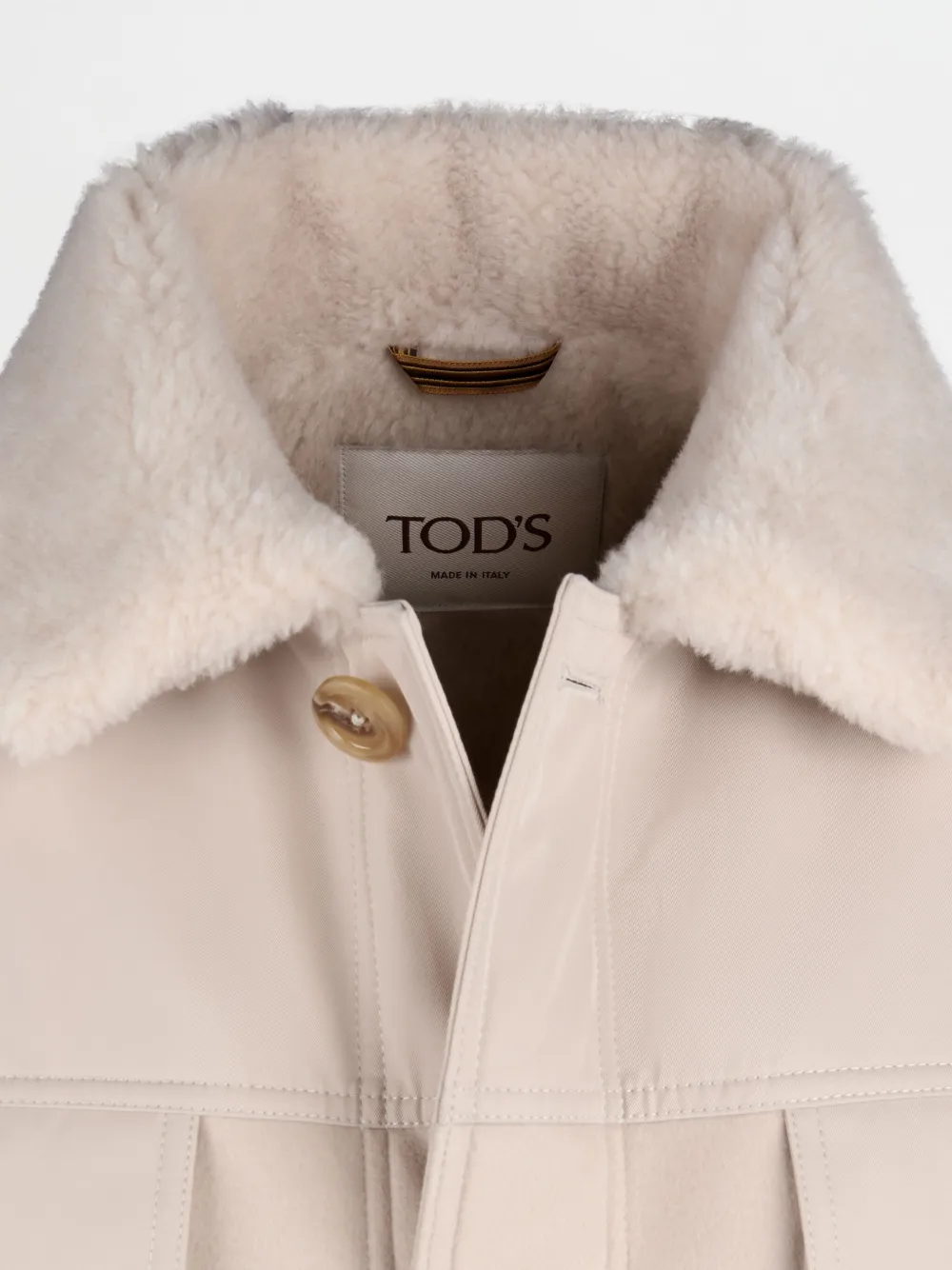 Tod's Caban In T15 Wool Drap In Neutrals