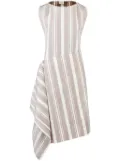 Tod's striped asymmetric shift dress - Neutrals