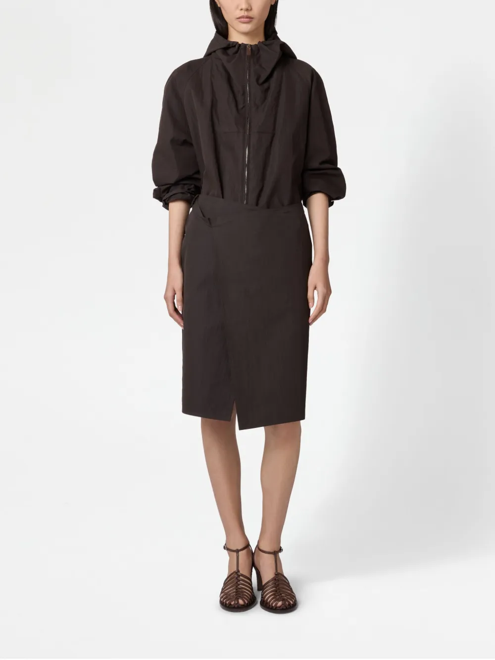 Tod's Belted Midi Skirt In Brown