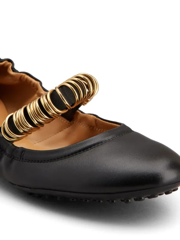 Tod's ring-detail Ballerina Shoes | Black | FARFETCH UZ